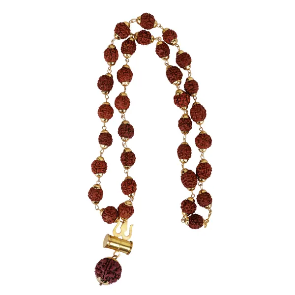 Modern_Gold_Plated_Rudraksha_Mala_With_Shiv_Ji_Trishool_Damroo